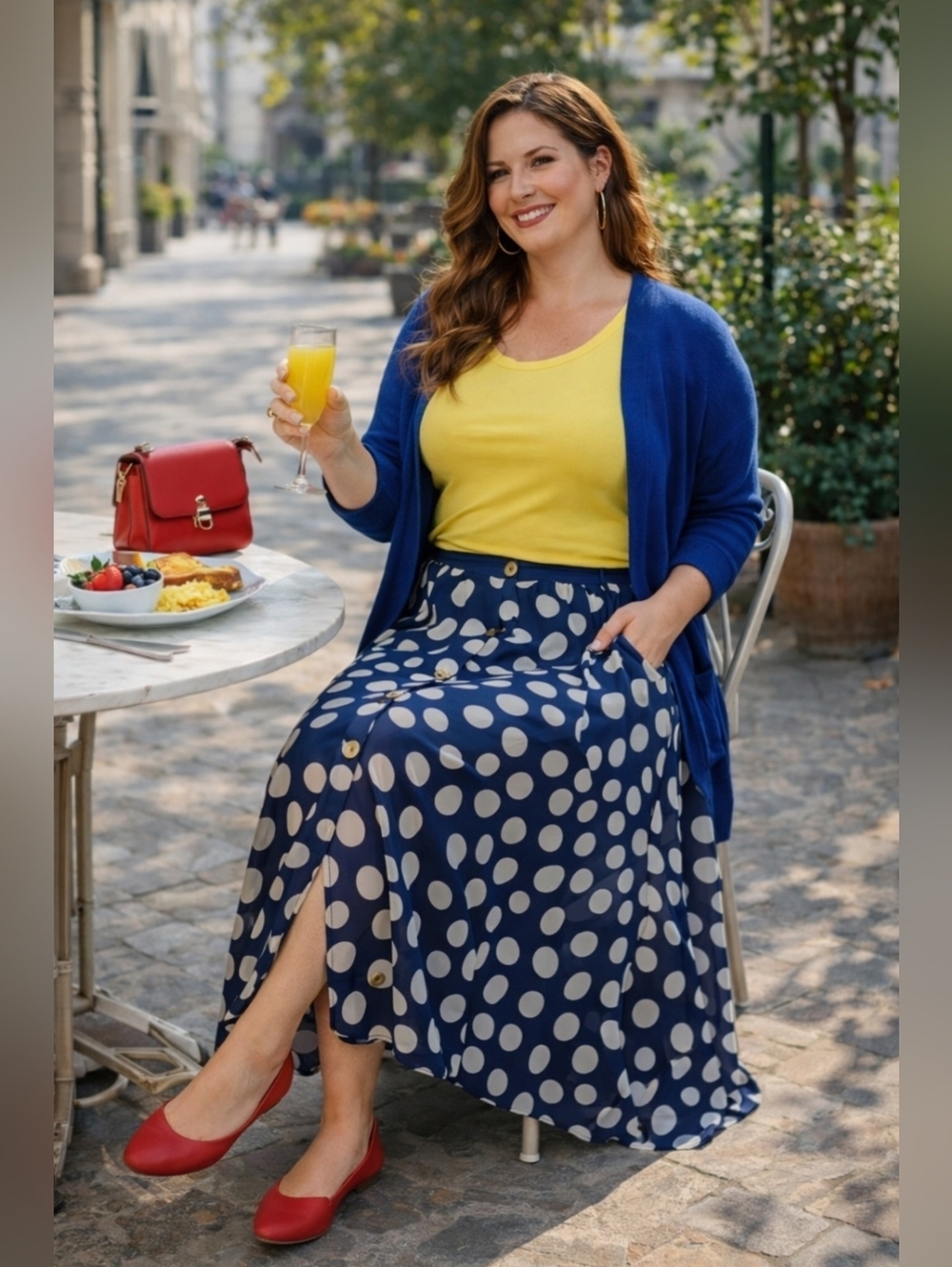 EUC Truly 4 You Polka Dot Blue Skirt Size Medium